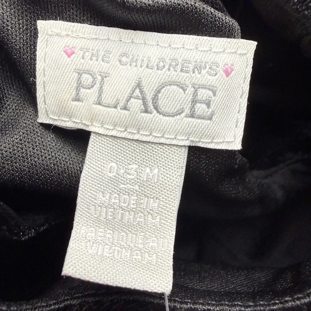 The Childrens Place Baby Girl Velvet Floral Dress Set Black White 0-3M NWT Fairy